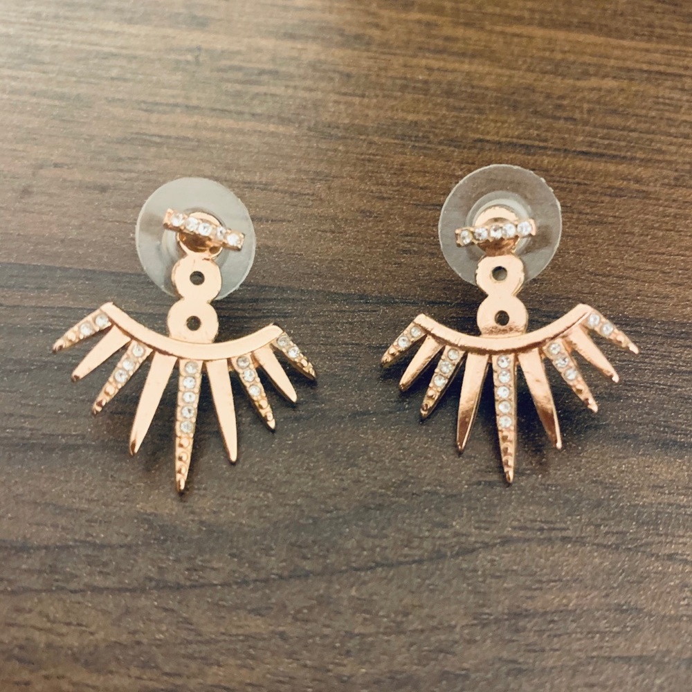 BaubleBar Rose Gold Sunburst Crystal Drop Earrings